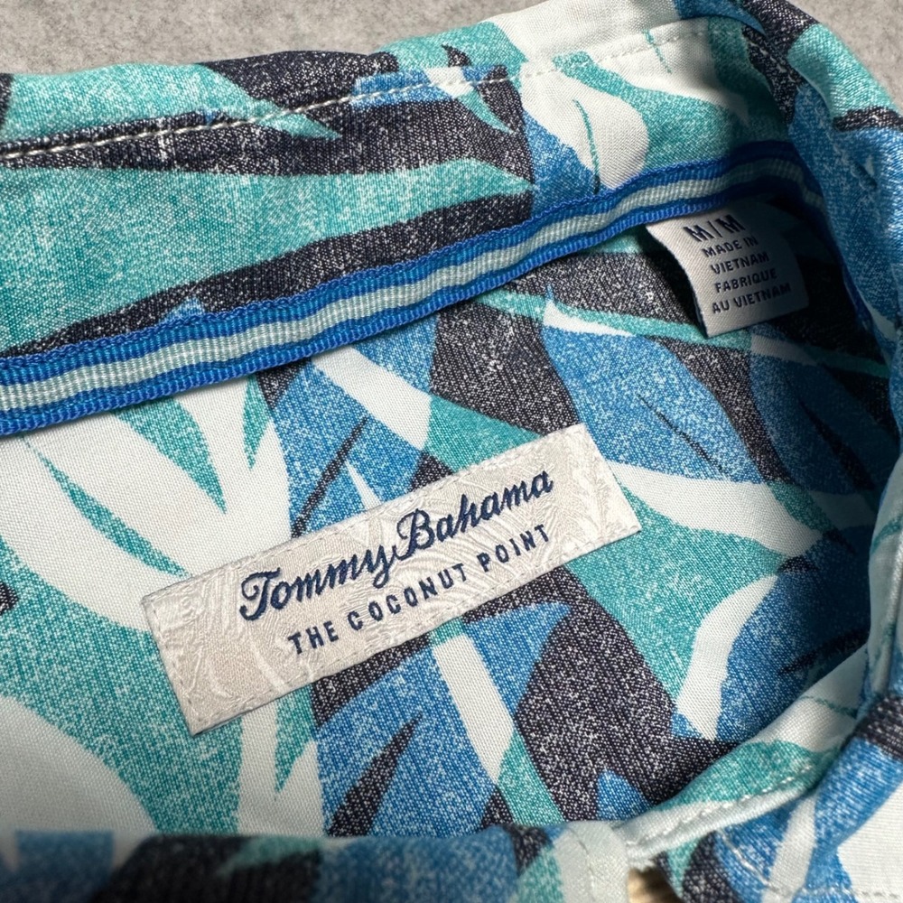 Tommy‎ Bahama The Coconut Point IslandZone Blue Tropical Leaf Shirt Mens Medium - Picture 5 of 9